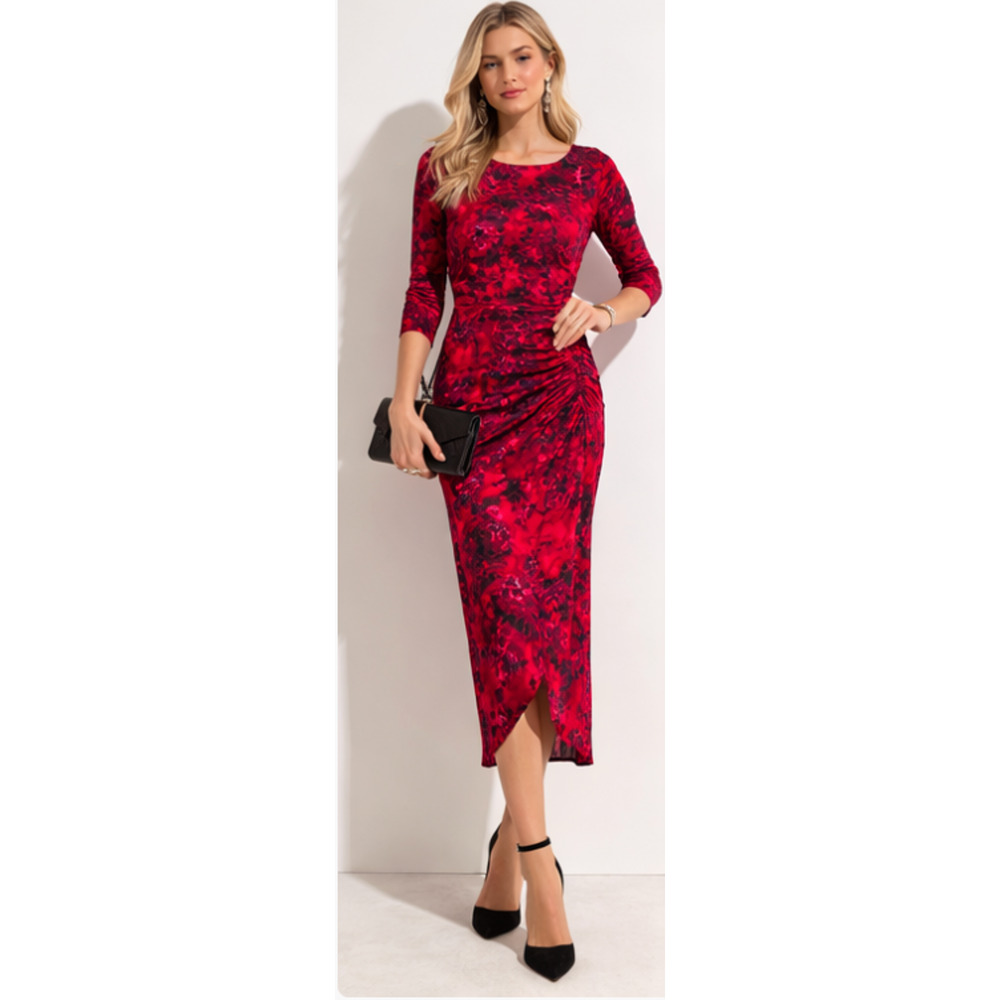NEW WHITE HOUSE BLACK MARKET WHBM KALEIDOSCOPE M INDULGENT RUCHED MIDI DRESS 00
